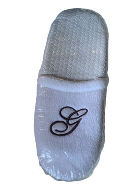 Women's Unbranded Spa Slippers White Brown Monogram G
